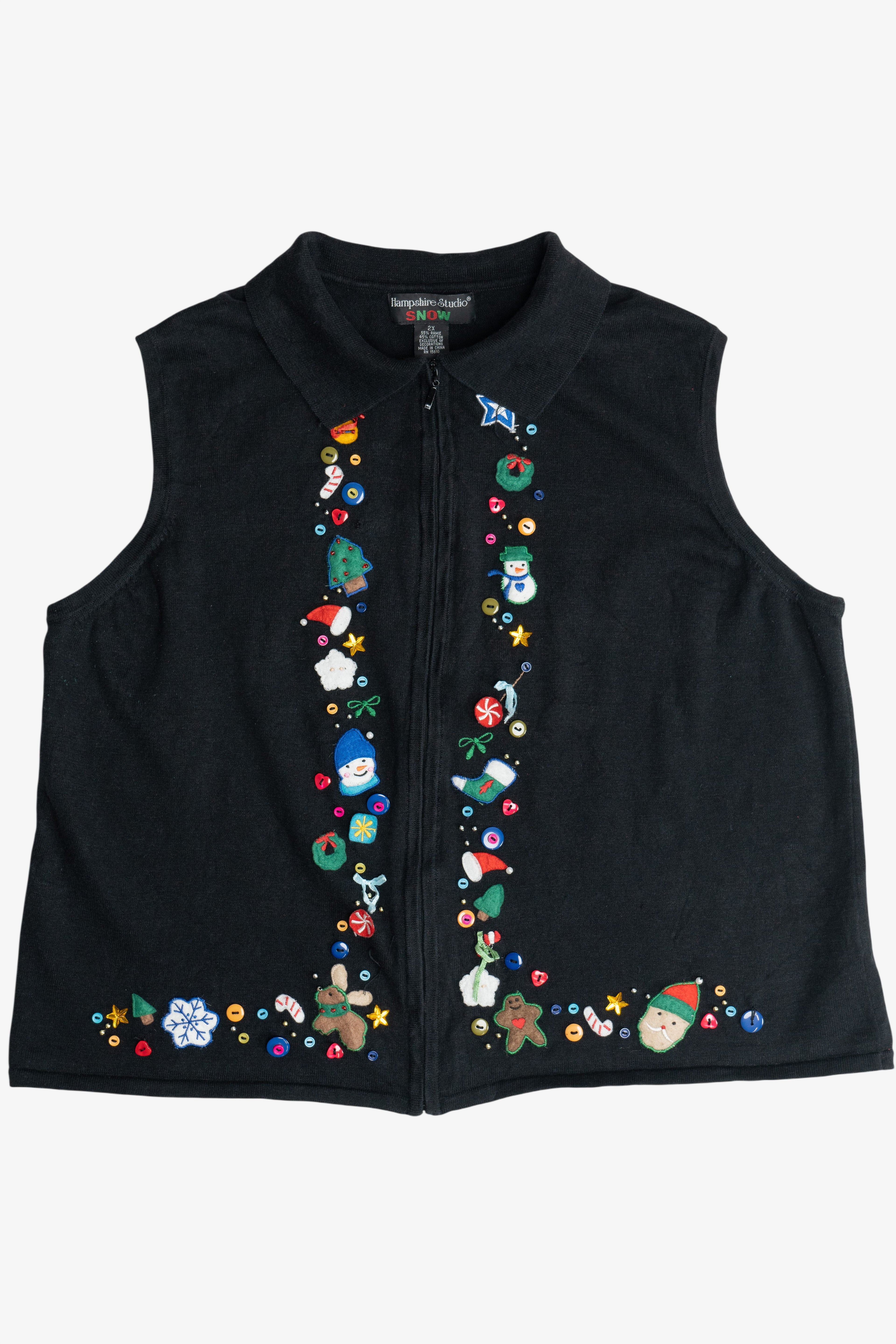 Vintage Black Hampshire Studio Holiday Elements Christmas Vest (1990s)