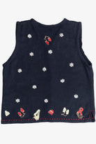 Vintage Navy Blue Christopher & Banks Hand Embroidered Ugly Christmas Vest (1990s)