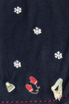 Vintage Navy Blue Christopher & Banks Hand Embroidered Ugly Christmas Vest (1990s)