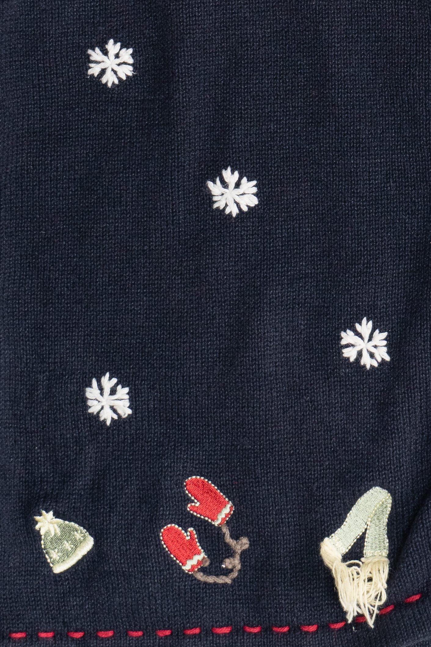 Vintage Navy Blue Christopher & Banks Hand Embroidered Ugly Christmas Vest (1990s)