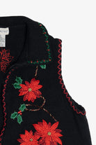 Vintage Black Poinsettia Open Front Ugly Christmas Sweater (1990s)