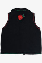 Vintage Black Poinsettia Open Front Ugly Christmas Sweater (1990s)
