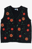 Vintage Black Poinsettias Ugly Christmas Vest (2000s)