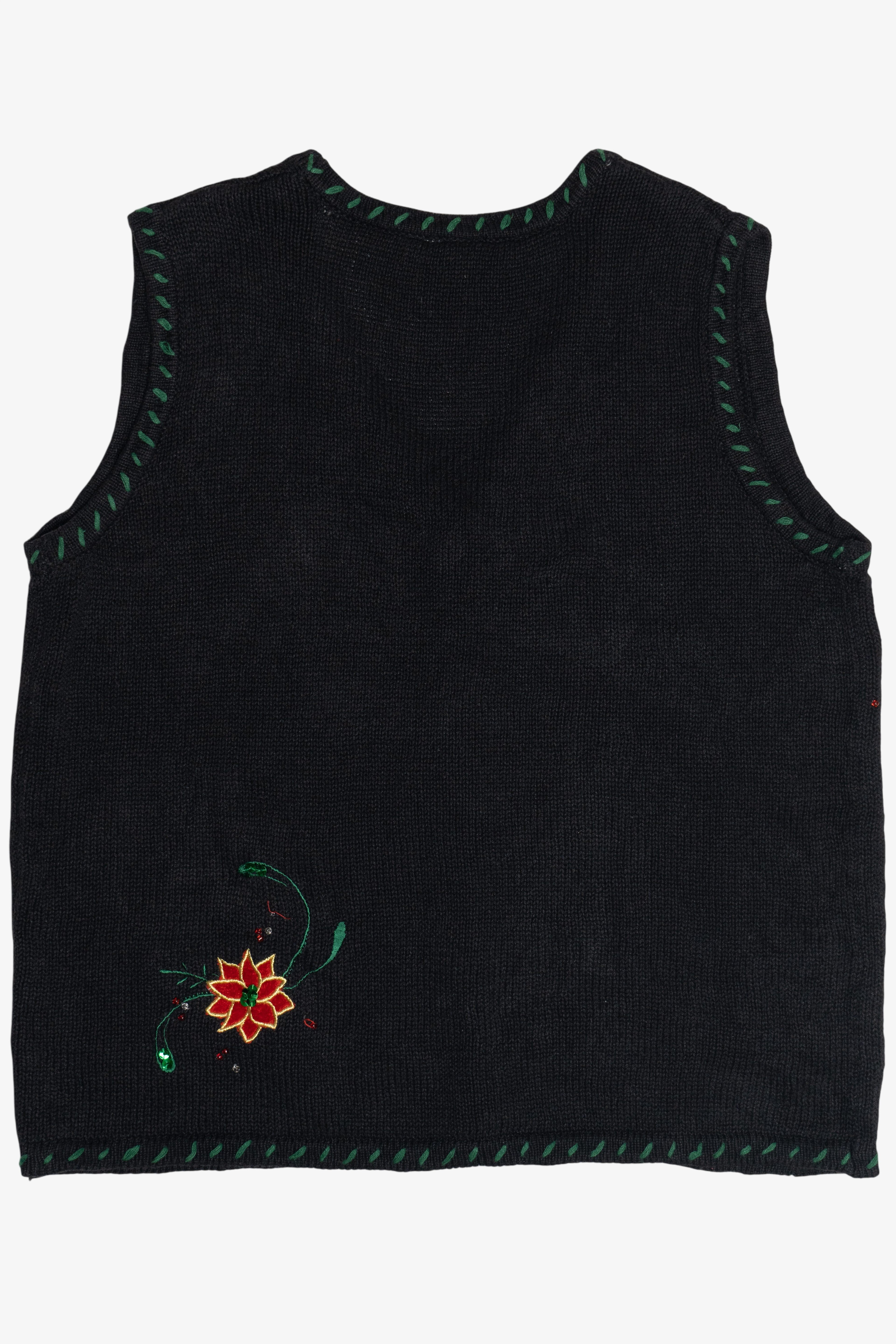 Vintage Black Poinsettias Ugly Christmas Vest (2000s)