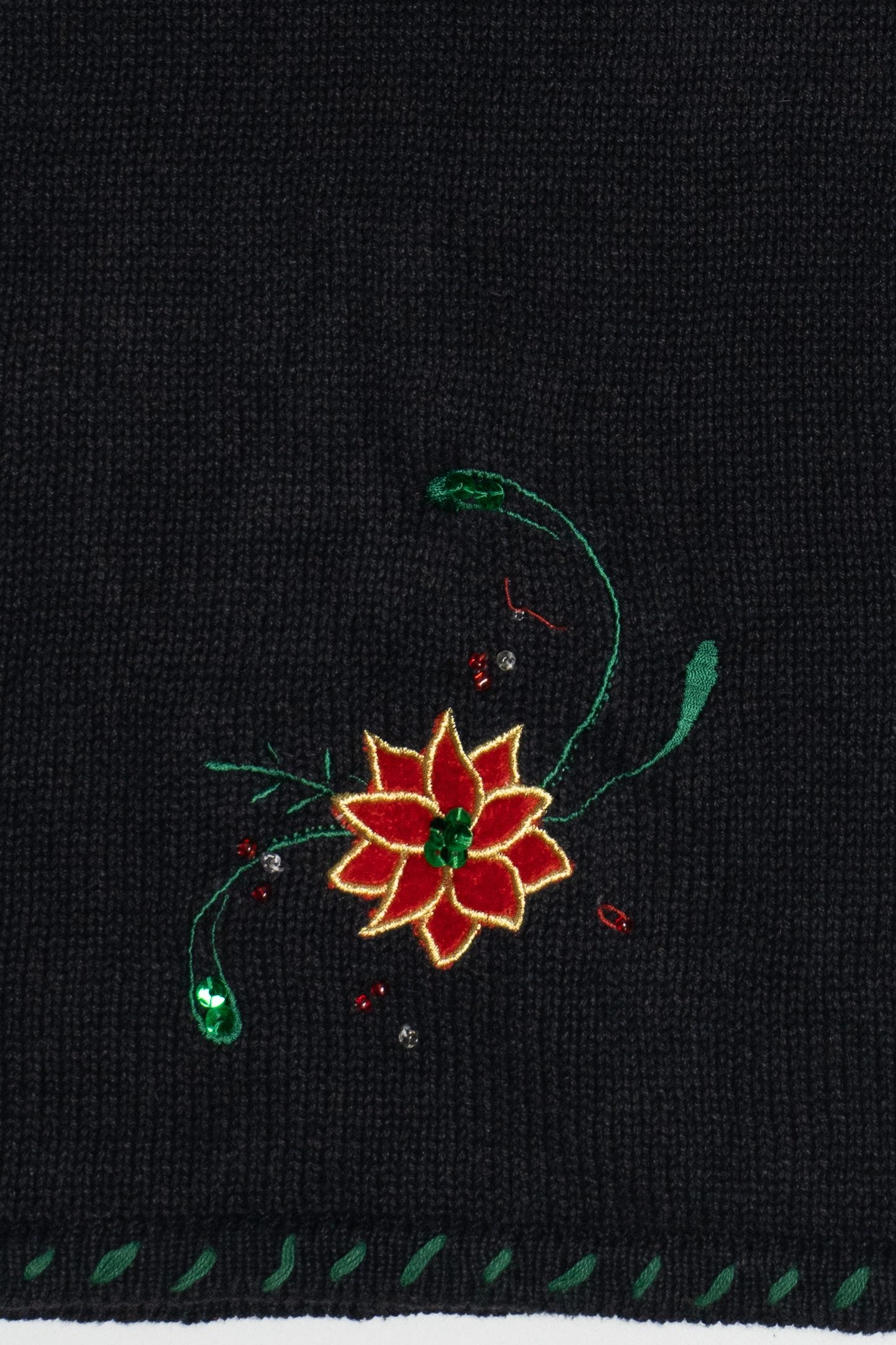 Vintage Black Poinsettias Ugly Christmas Vest (2000s)