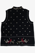 Vintage Hand Embroidered Cardinals & Snowflakes Ugly Christmas Vest (1990s)