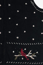 Vintage Hand Embroidered Cardinals & Snowflakes Ugly Christmas Vest (1990s)