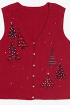 Vintage Beaded Trees Ugly Christmas Vest (1990s)
