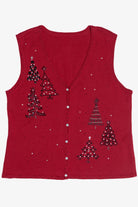 Vintage Beaded Trees Ugly Christmas Vest (1990s)