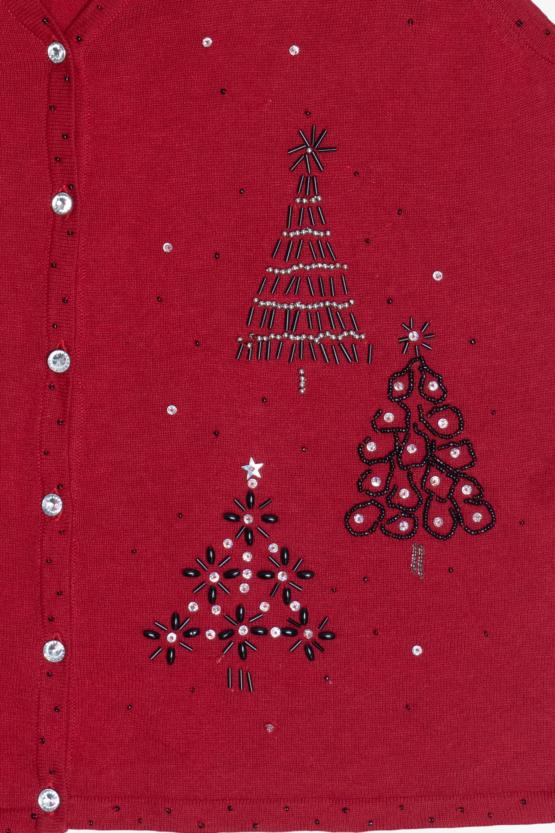 Vintage Beaded Trees Ugly Christmas Vest (1990s)