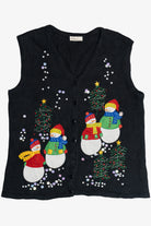 Vintage Kim Rogers Snowmen & Holiday Trees Ugly Christmas Vest (1990s)