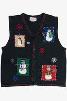 Vintage Ronnie Salloway Snowmen Patches Ugly Christmas Vest (1990s)