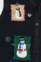 Vintage Ronnie Salloway Snowmen Patches Ugly Christmas Vest (1990s)