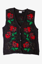 Vintage Black Flowers Ugly Christmas Vest (1990s)