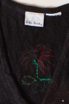 Vintage Black Flowers Ugly Christmas Vest (1990s)