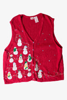 Vintage Red Snowmen Ugly Christmas Vest (2000s)