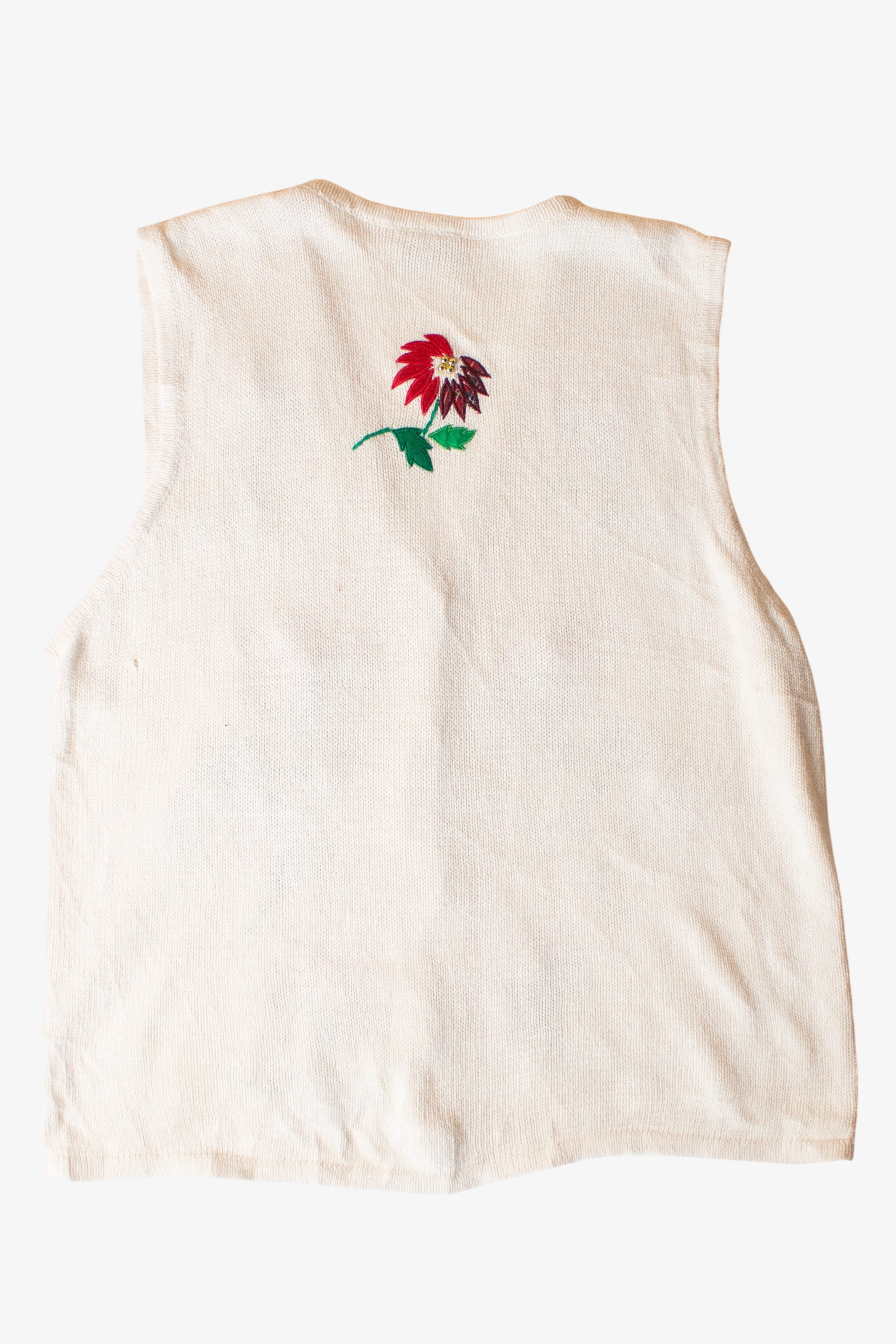 Vintage White Flowers Christmas Vest (1990s)