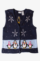 Vintage Navy Blue Penguins Christmas Vest (1990s)