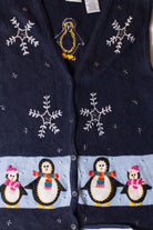 Vintage Navy Blue Penguins Christmas Vest (1990s)