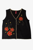 Black Flowers Ugly Christmas Vest (2010s)