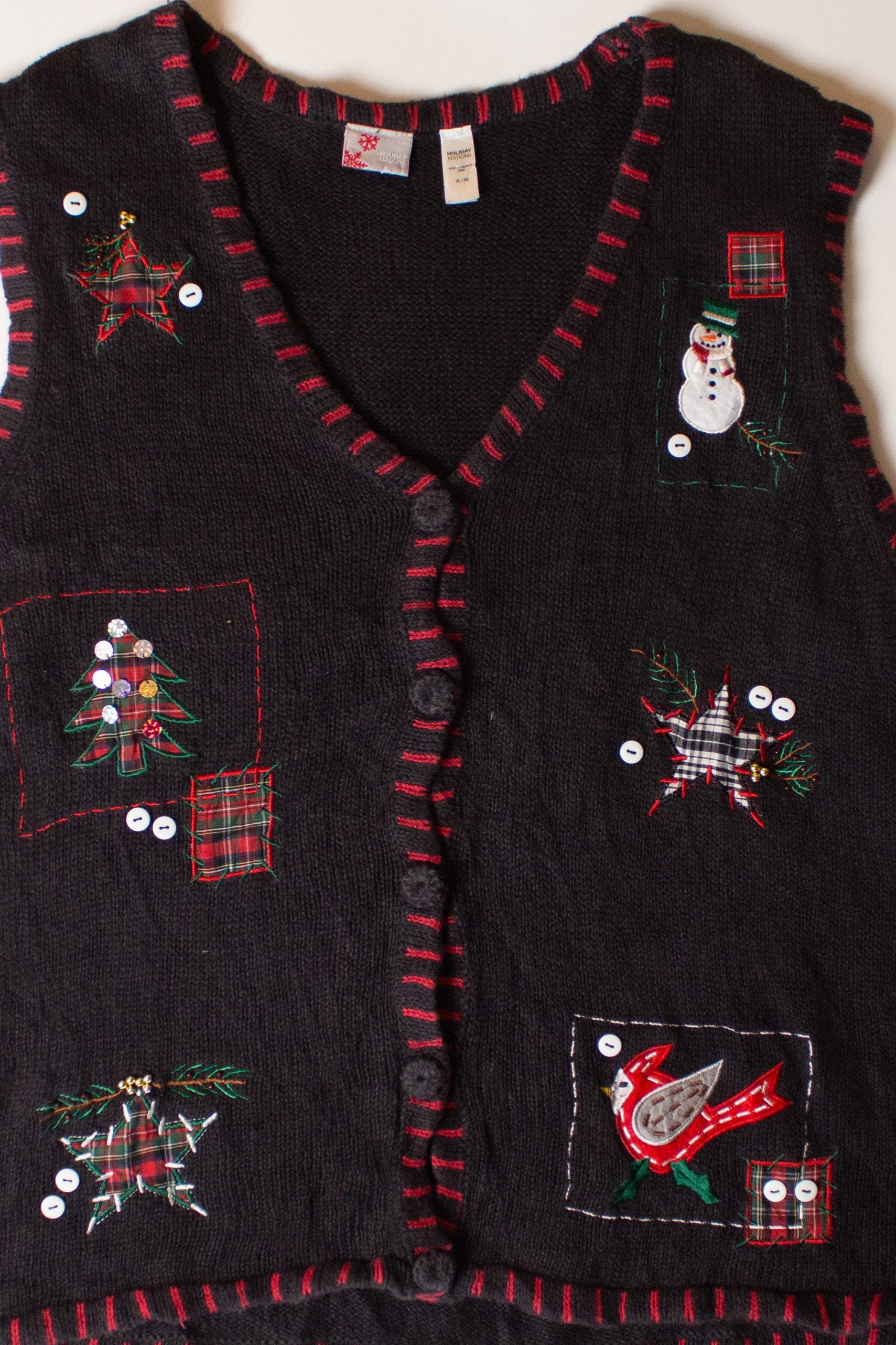 Vintage Star Patches Ugly Christmas Vest (2000s)