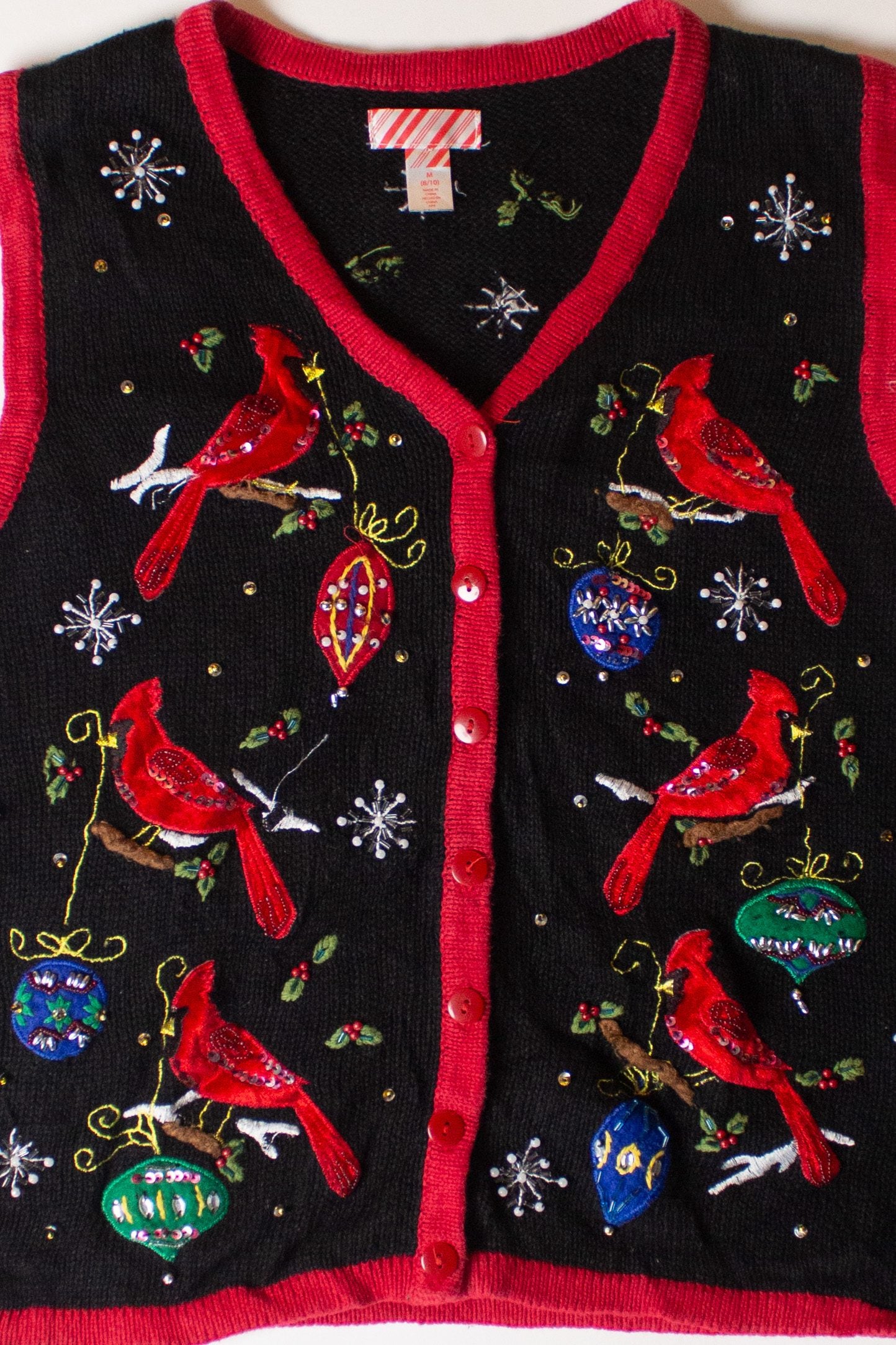 Black Beaded Birds Ugly Christmas Vest (2010s)