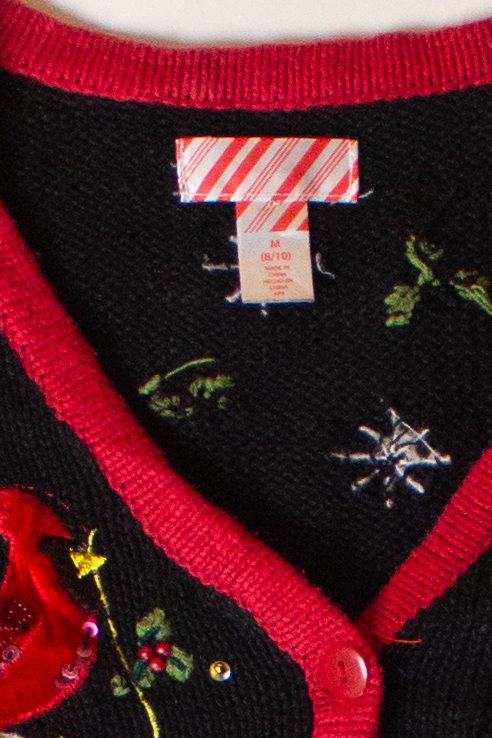 Black Beaded Birds Ugly Christmas Vest (2010s)