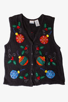 Vintage Black Ornaments Ugly Christmas Vest (1990s)