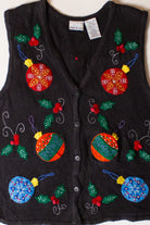 Vintage Black Ornaments Ugly Christmas Vest (1990s)