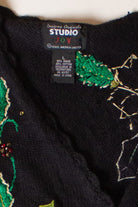 Vintage Black Flowers Ugly Christmas Vest (1990s)
