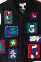 Vintage Black Patches Ugly Christmas Vest (1990s)