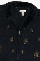 Vintage Kim Rogers Faux Fur Collar Poinsettia Ugly Christmas Vest (1990s)