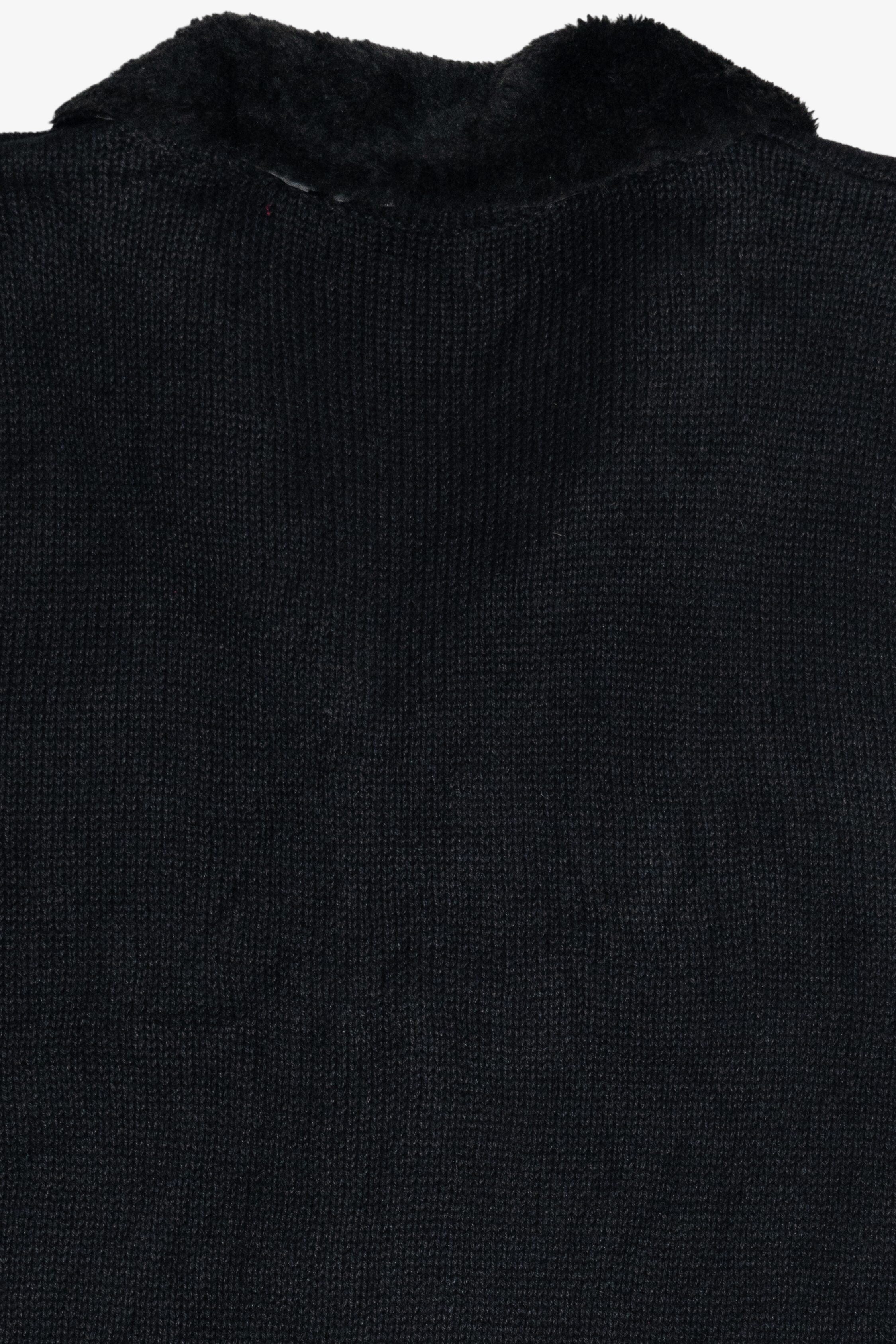 Vintage Kim Rogers Faux Fur Collar Poinsettia Ugly Christmas Vest (1990s)