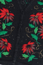 Vintage Bobbie Brooks Poinsettias Ugly Christmas Vest (1990s)