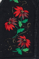 Vintage Bobbie Brooks Poinsettias Ugly Christmas Vest (1990s)