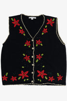 Vintage Mercer Street Studios Poinsettias Ugly Christmas Vest (1990s)