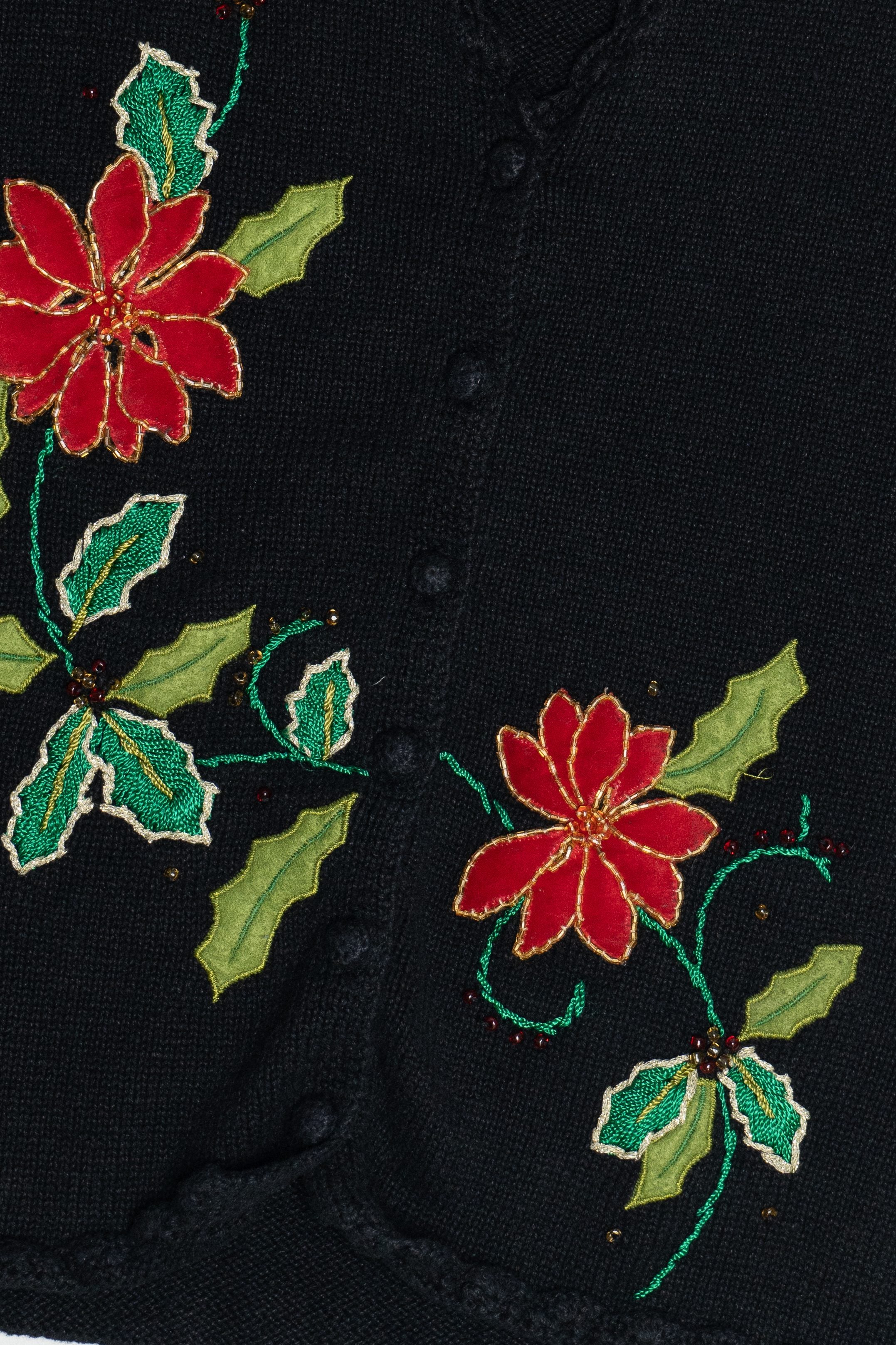 Vintage Designers Originals Studio Poinsettias Ugly Christmas Vest (1990s)