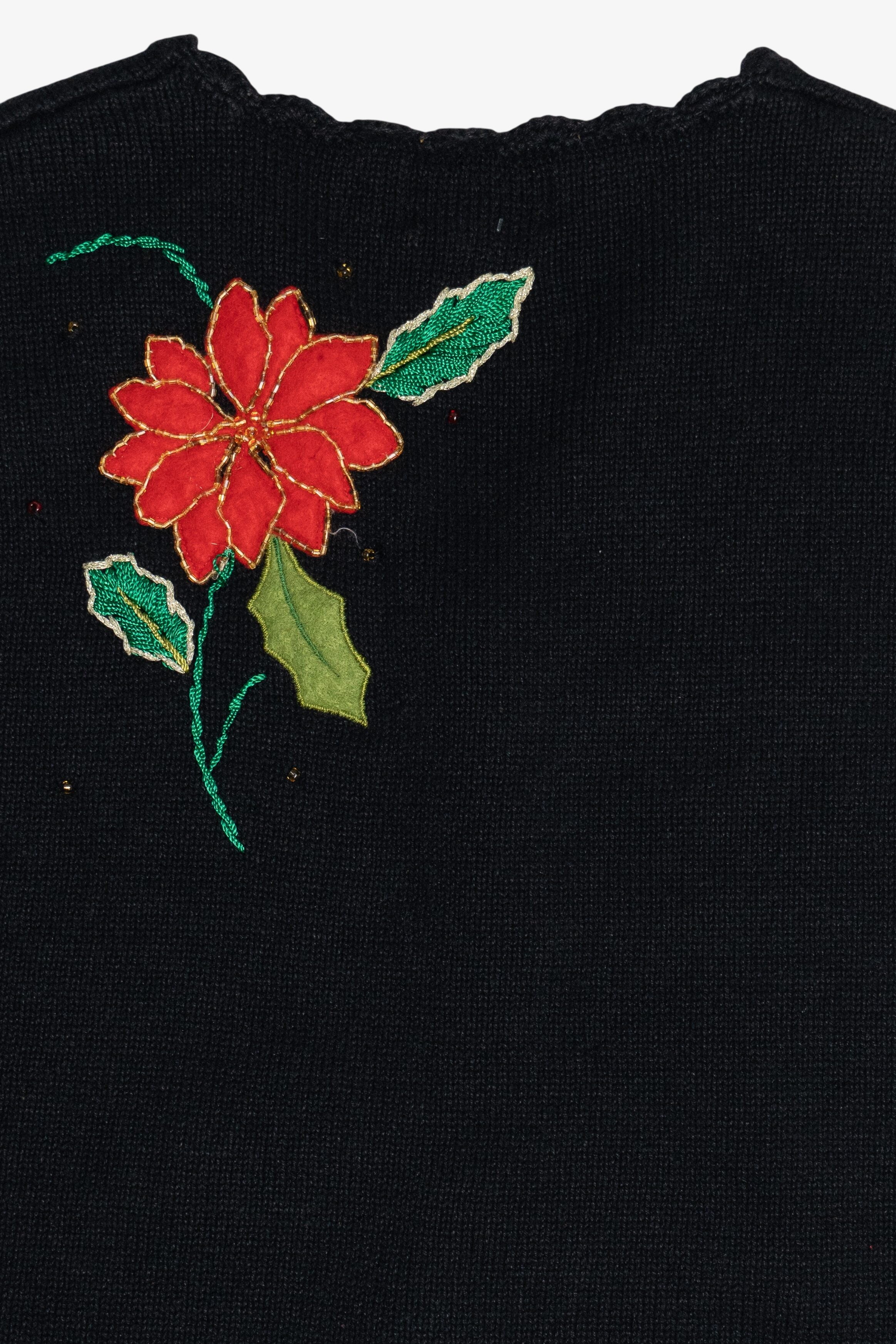 Vintage Designers Originals Studio Poinsettias Ugly Christmas Vest (1990s)