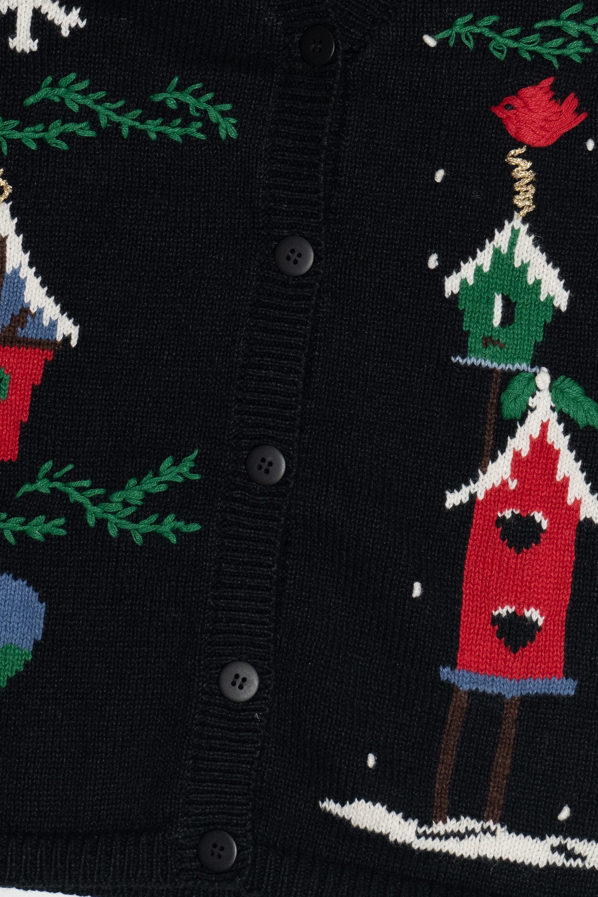 Vintage Holiday Birdhouse Ornaments Ugly Christmas Vest (1990s)