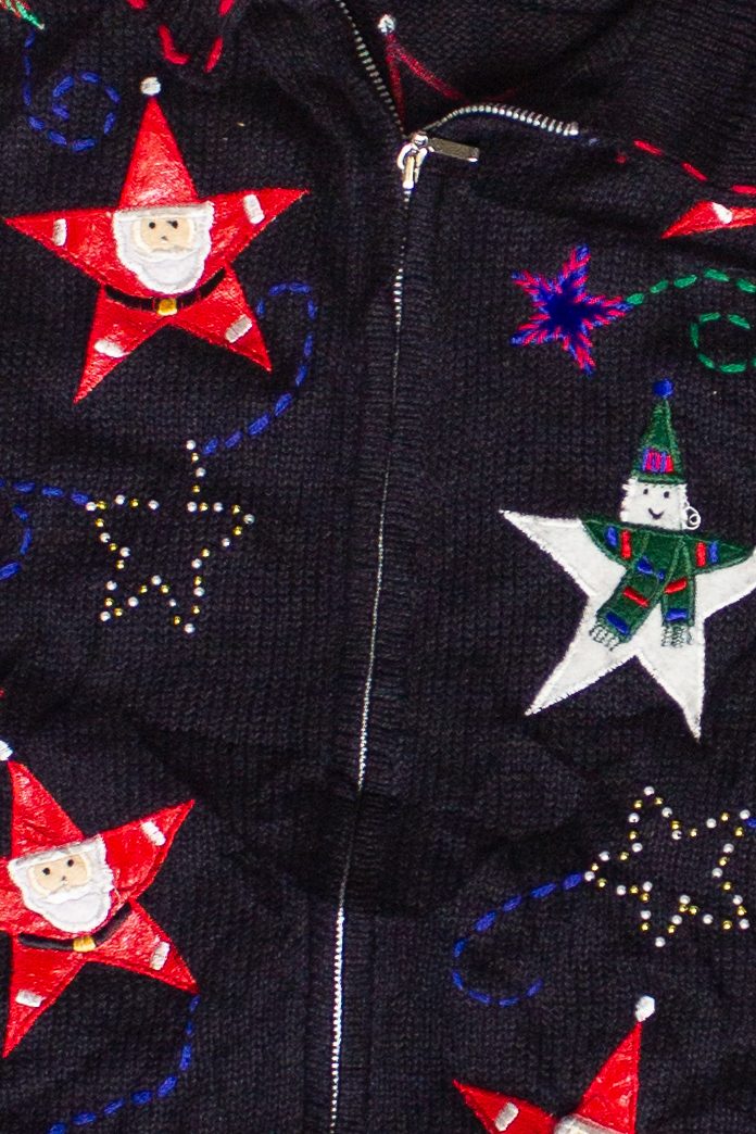 Vintage Santa Snowman Stars Ugly Christmas Vest