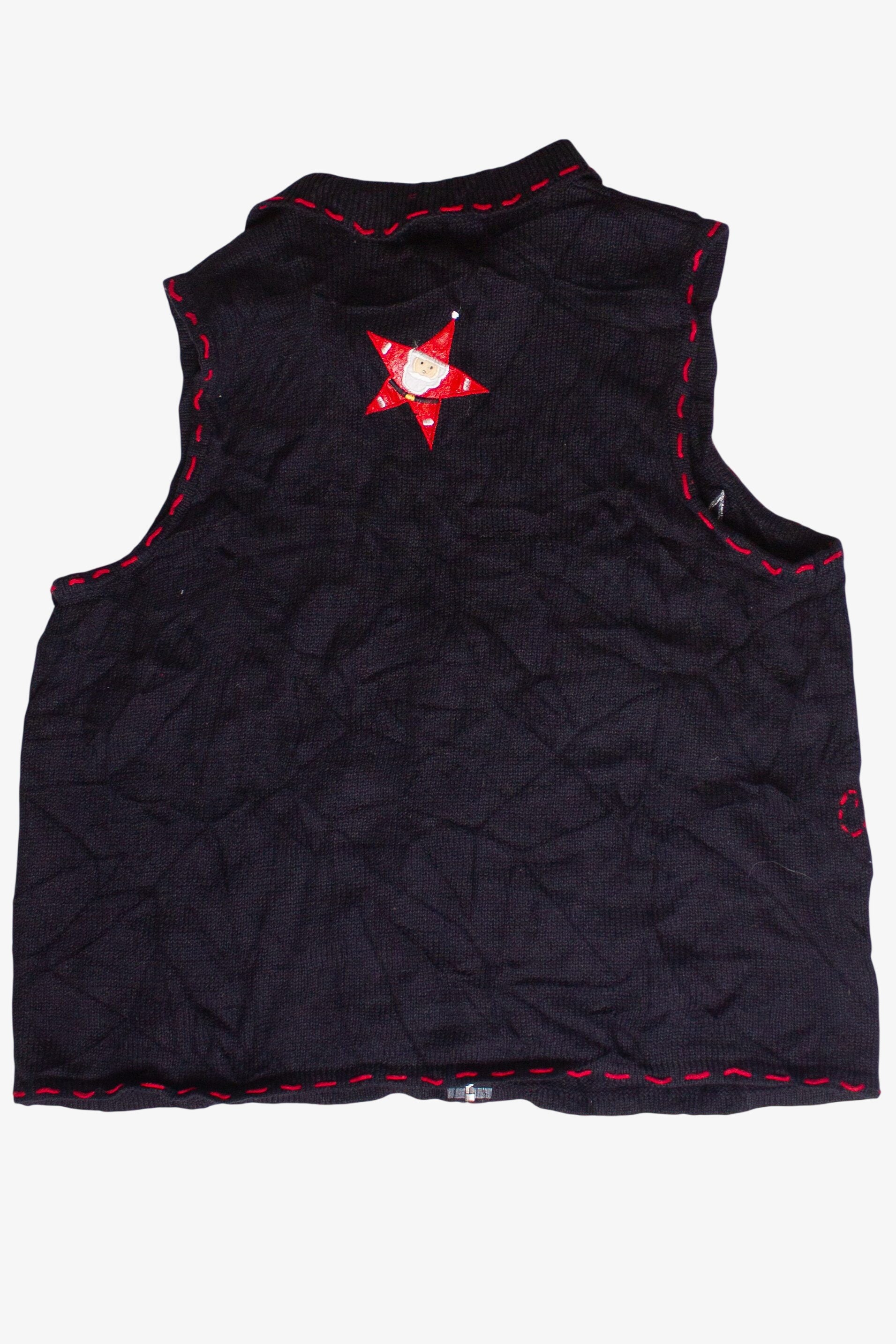 Vintage Santa Snowman Stars Ugly Christmas Vest