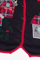 Vintage Hand Embroidered Christopher & Banks Birdhouses Ugly Christmas Vest