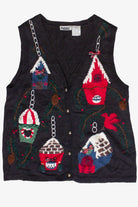 Vintage Capacity Festive Birdhouses Ugly Christmas Vest