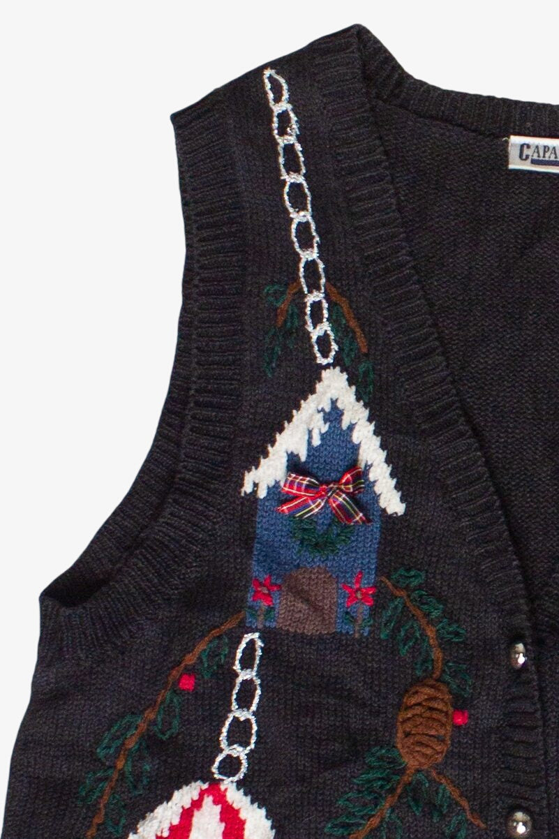 Vintage Capacity Festive Birdhouses Ugly Christmas Vest