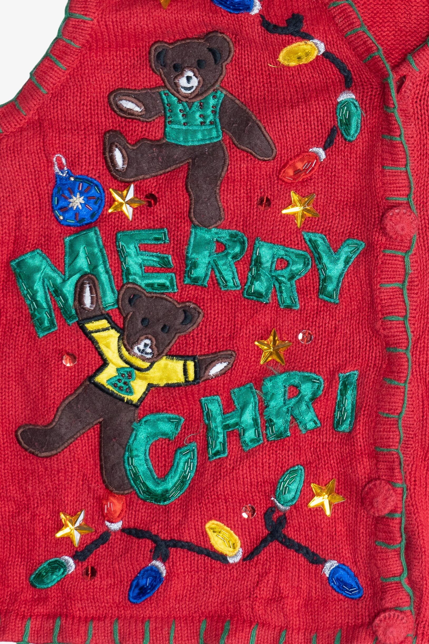 Vintage "Merry Christmas" Bears Ugly Christmas Vest (1990s)