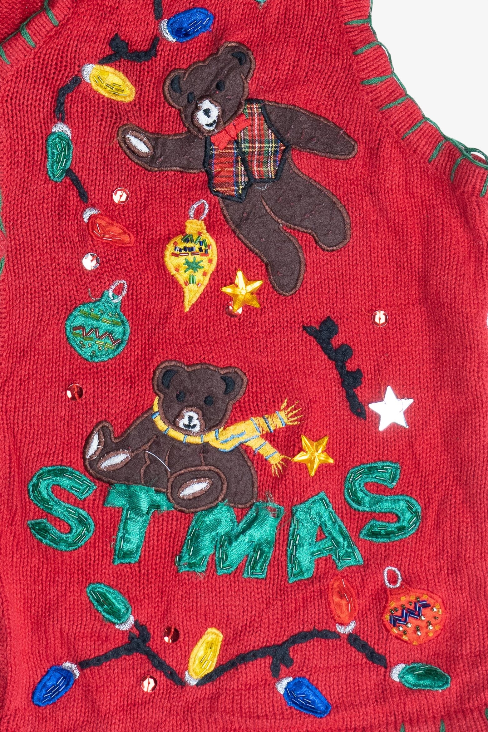 Vintage "Merry Christmas" Bears Ugly Christmas Vest (1990s)