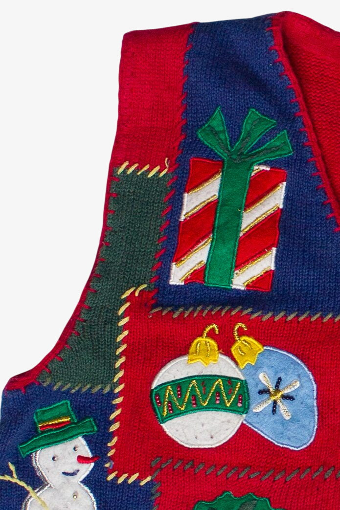 Vintage All Points Festive Patchwork Ugly Christmas Vest