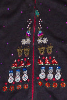 Beaded Holiday Emblems Zip Up Ugly Christmas Vest