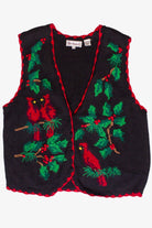 Vintage Bechamel Hand Knit Cardinals & Holly Ugly Christmas Vest