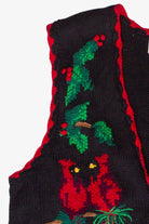 Vintage Bechamel Hand Knit Cardinals & Holly Ugly Christmas Vest